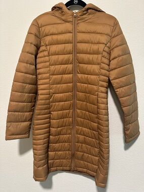 Lightweight Quilted Hooded Coat - Camel